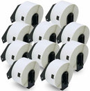 10 - Pack Compatible Brother DK - 11208 Labels – Black Text on White, Die - Cut, 38mm x 90mm, 400 Labels/Roll - Tavice