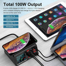 100W 8 Ports Multi USB Charger Quick Charge Fast Wireless Charging Station HUB - Tavice