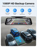 12" 4K + 1080P Rear View Mirror Dash Cam with WiFi 6, GPS & 64GB Card - Tavice