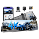 12" 4K + 1080P Rear View Mirror Dash Cam with WiFi 6, GPS & 64GB Card - Tavice