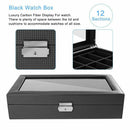 12 Grids Carbon Fiber High-Grade Box Watch Storage Case Display OrganizerGift - Tavice