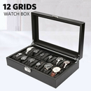 12 Grids Carbon Fiber High-Grade Box Watch Storage Case Display OrganizerGift - Tavice