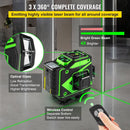 12 Lines Green Laser Level Self Leveling 3x360° Cross Line - Tavice