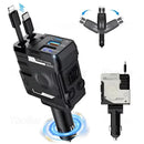 120W 4 - in - 1 Retractable Car Charger – Fast USB - C & iPhone Charging Adapter with Voltage Display - Tavice