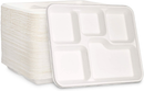 125 Pack | Disposable 100% Compostable 5 Compartment Plates Eco-Friendly - Tavice