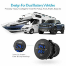 12v / 24V AUX LED Dual Voltmeter Voltage Gauge Battery Monitor Panel Car Boat RV - Tavice
