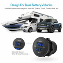 12v / 24V AUX LED Dual Voltmeter Voltage Gauge Battery Monitor Panel Car Boat RV - Tavice