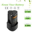12V 3.5Ah Battery For Worx WA3503 WA3504 WA3505 WA3509 WX125 Cordless Power Tool - Tavice