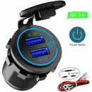 12V Car Cigarette Lighter Socket Dual QC3.0 USB Ports Fast Charger Power Adapter - Tavice