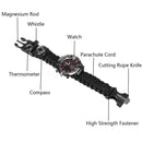 16 in 1 Camping Hiking Gear Survival Watch Compass Flint Fire Thermometer - Tavice