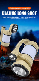 TAVICE Solar Rechargeable Camping Lantern, Portable Outdoor with 9 Modes, Waterproof for Camping, Hiking, 100° Rotating, USB Charging, Spotlight, Floodlight & Ambient Light