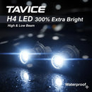 [2 Pack] 1600LM LED H4 Headlight Globes Bulbs Conversion Kit Car Light High + Low Beam Waterproof - Tavice