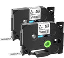 2 Pack Brother TZe-221 Compatible 9mm Black Text on White Laminated Tape - 8 meters - Tavice