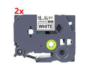 2 Pack Brother TZe-241 Compatible 18mm Black Text on White Laminated Tape - 8 meters - Tavice