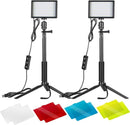 2-Pack Dimmable 5600K USB LED Video Light with Adjustable Tripod Stand - Tavice
