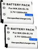 2 Pack | EN - EL19 Compatible Battery for Nikon CoolPix S100, S3100, S3500, and S2500 Models - Tavice