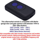 2 Pack | Merlin M802 Compatible Remote - Tavice