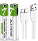 [2 Pack] USB AAA Lithium ion Rechargeable Battery, 1.5V 750mWh Rechargeable AAA Battery - Tavice