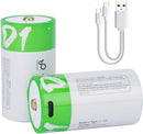 [2 Pack] USB Rechargeable D Battery 1.5V 12000mWh Li - Ion – Type - C Charging, High Capacity - Tavice