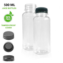 20 Pack | 500ml Clear Bottles Round PET With Black Lids Tamper Evident - Tavice