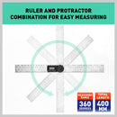 200mm Digital Angle Finder Ruler Protractor Measure Meter Stainless Steel 0-360° - Tavice