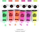 24 Tubes 25ml Art Body Paint Glow inLight Face & Body Paint with 6 Colors Glow Blacklight Neon Fluorescent for Party Clubbing Festival Halloween Makeup - Battery Mate