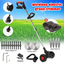 24v 1800w Cordless Grass Trimmer Lawn Grass Brush Cutter Blade Whipper Snipper + 2 Batteries - Tavice
