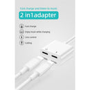 2IN1 Splitter Adapter Headphone & Charger Cable For iphone 7 8 X XR XS 11 12 13 - Tavice