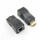 2pcs HDMI Extender to Dual RJ45 Over Cat 5e/6 Network Ethernet Adapter 1080P 30M - Tavice