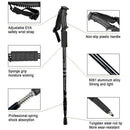 2x New Hiking Trekking Poles Walking Stick Adjustable Camping Black Lightweight - Tavice