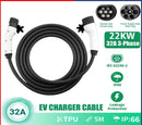32A/3Phase 22kW 5Meter EV Power Type 2 to Type 2 Charging Cable with Storage Bag - Tavice