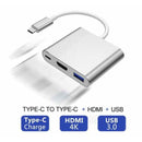 3IN1 USB 3.1 Type-C USB-C to Female HUB 4K HD HDMI Data Charging Cable Adapter - Tavice