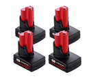 [4 Pack] Milwaukee M12 Compatible 6.0Ah Batteries - Tavice
