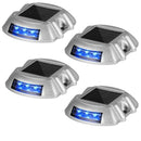 4 Pack Solar Deck Lights Blue Color Waterproof 6 LED Driveway Safety Light for Pathway - Tavice