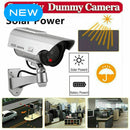4 Pack | Solar Power Dummy Fake Security Camera Outdoor Blinking LED Light Surveillance - Tavice