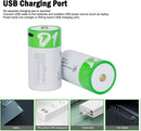 [4 Pack] USB D Rechargeable Lithium - Ion Battery 1.5V 12000mWh – High Capacity D Cell with Type - C Fast Charging - Tavice