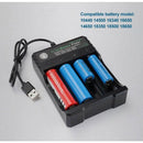4x 3.7V 18650 Li-ion Rechargeable Battery + USB Smart Charger Indicator - Tavice