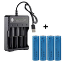 4x 3.7V 18650 Li-ion Rechargeable Battery + USB Smart Charger Indicator - Tavice