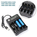 4x 3.7V 18650 Li-ion Rechargeable Battery + USB Smart Charger Indicator - Tavice
