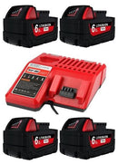 4x M18 Milwaukee Compatible 18V 6.0Ah + Milwaukee Compatible Charger Combo - Tavice