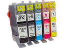 5 Pack (1BK,1PBK,1C,1M,1Y) Compatible Ink for HP 564XL for HP Photosmart 7510-C311a - Tavice