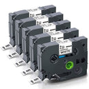 5 Pack Brother TZe-221 Compatible 9mm Black Text on White Laminated Tape - 8 meters - Tavice