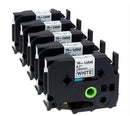 5 Pack Compatible Laminated Label Tape TZe-241 For Brother P-Touch Black On White 18mm - Tavice