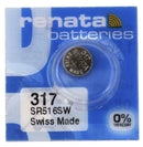 5 Pack SR62 / SR516 / 317 Renata Silver Oxide Battery - Tavice