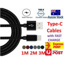 [5 Pack] USB-C Type C Braided Data Charger Cable for Samsung Google Huawei - Battery Mate