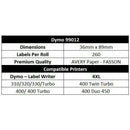 5 Rolls | Dymo Compatible 99012 SD99012 LabelWriter 450 Seiko Product Labels 36mm x 89mm - Tavice