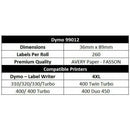 5 Rolls | Dymo Compatible 99012 SD99012 LabelWriter 450 Seiko Product Labels 36mm x 89mm - Battery Mate
