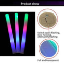 50 Pack | LED Foam Sticks RGB Thunder Wand Glow Sticks Flashing Light Rave Party - Battery Mate