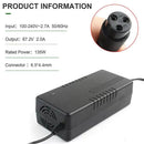67.2V 2A Lithium Battery Charger | 3 - Pin 12mm AU Plug for 60V 16S Electric Scooter & eBike - Tavice