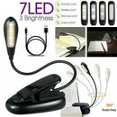 7 LED Reading Light USB Rechargeable Clip On Bed Book Reading Lamp Stand Light - Tavice